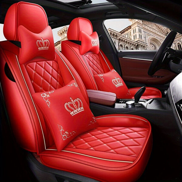 Car Seat Covers Full Set Faux Leather 5-Seat Universal Fit - Image 6