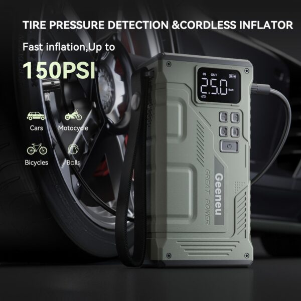 5000A Portable Car Jump Starter with Air Compressor - Digital Display - Image 8