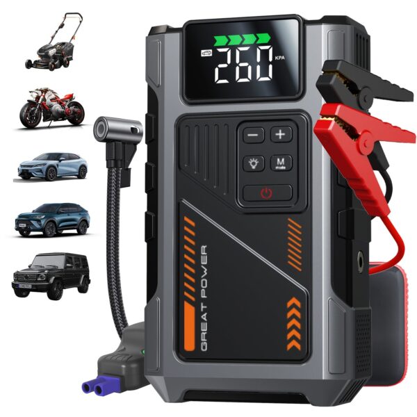 Portable Car Jump Starter with Air Compressor - 3000A Peak - Image 2