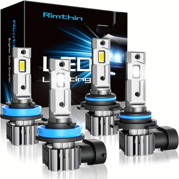 LED Headlight Bulb Kit 9006 HB4 H11 H8 H9 H16 6000K White 4-Pack - Image 7