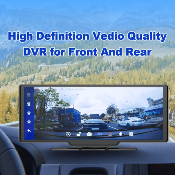 10.26" Wireless CarPlay Android Auto Screen with Dash Cam & GPS - Image 3