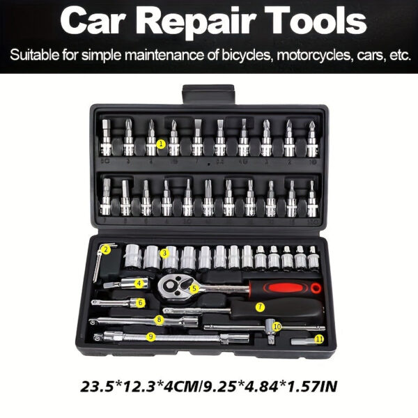 Car Repair Tool Set with Ratchet Torque Wrench - Image 3