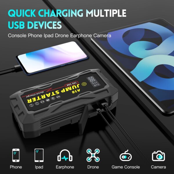 Car Jump Starter Battery Pack - 8.0L Gas/6.0L Diesel Engines - Image 3