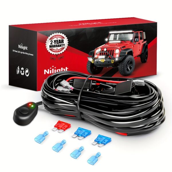 LED Light Bar Wiring Harness Kit 16AWG with Relay Switch - Image 3