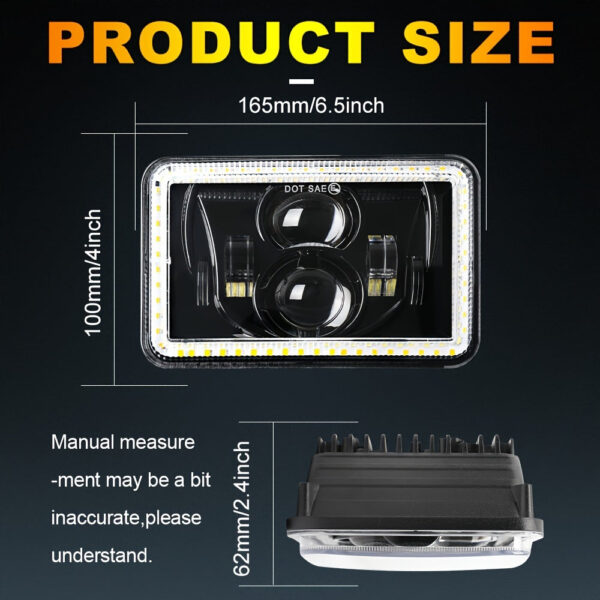 LED Headlights 4x6 Inch H4651 H4652 H4656 H4666 H6545 4-Pack - Image 2