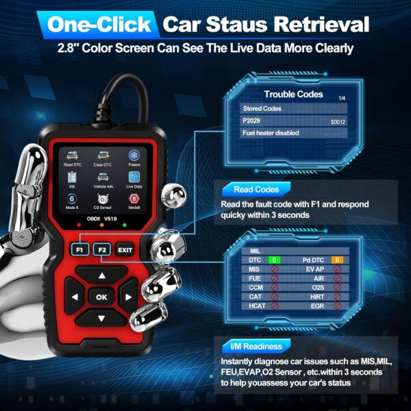 V519 OBD2 Professional Diagnostic Scanner with Live Data - Image 2