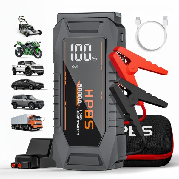 HPBS 5000A Car Jump Starter 24000mAh Power Bank with LED Flashlight