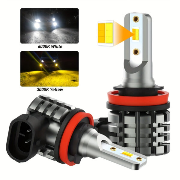 AUXITO H8 H11 Dual Color LED Fog Lights 6000K White 3000K Yellow - Image 6