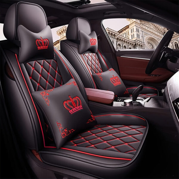 Car Seat Covers Full Set Faux Leather 5-Seat Universal Fit - Image 9