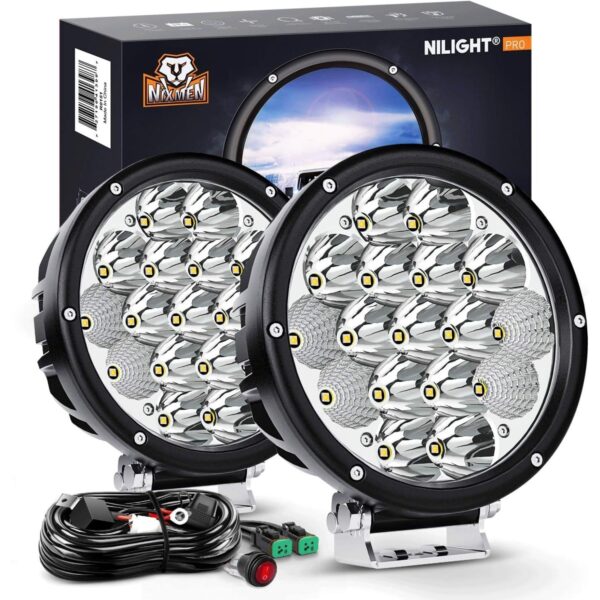 Nilight LED Driving Lights 7 Inch 85W with Wiring Harness
