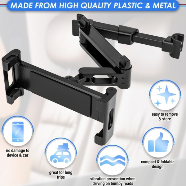 Car Headrest Tablet Mount - Universal Holder for 5"-12.9" Devices - Image 3