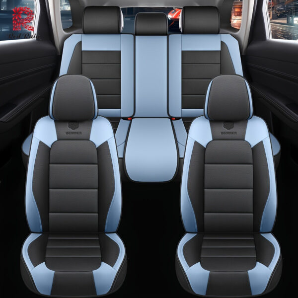 Red Rain Car Seat Covers Full Set Faux Leather Universal 5-Seat - Image 5