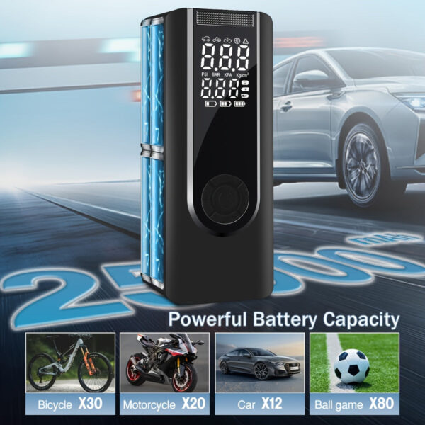 150PSI Portable Tire Inflator Air Compressor with 25000mAh Battery - Image 3