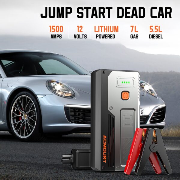 Portable Car Jump Starter 2000A Peak 12V Battery Booster - Image 4