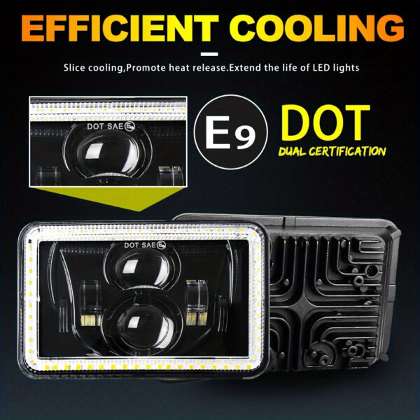 LED Headlights 4x6 Inch H4651 H4652 H4656 H4666 H6545 4-Pack - Image 3