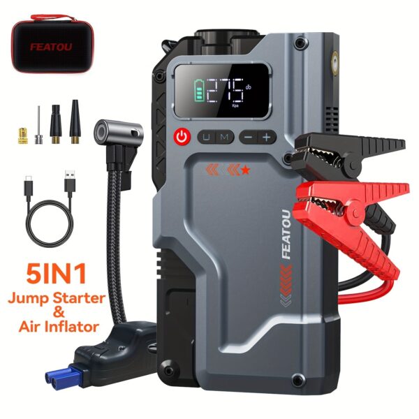5000A Portable Car Jump Starter with Air Compressor - Digital Display - Image 7