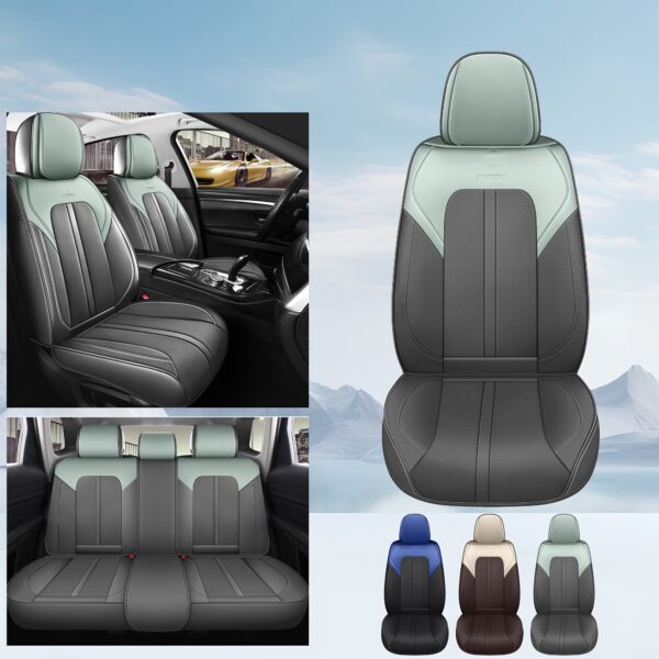 Red Rain Car Seat Covers Full Set Faux Leather Universal 5-Seat - Image 10