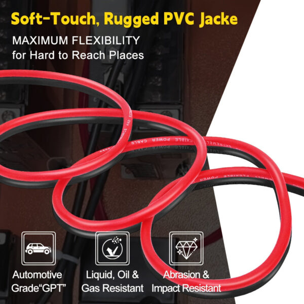 50ft 8 AWG CCA Automotive Power Cable - Black & Red - Image 5