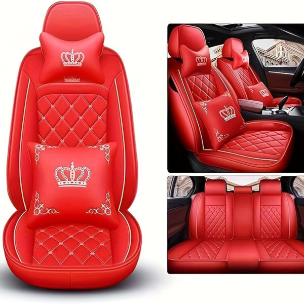 Car Seat Covers Full Set Faux Leather 5-Seat Universal Fit - Image 4