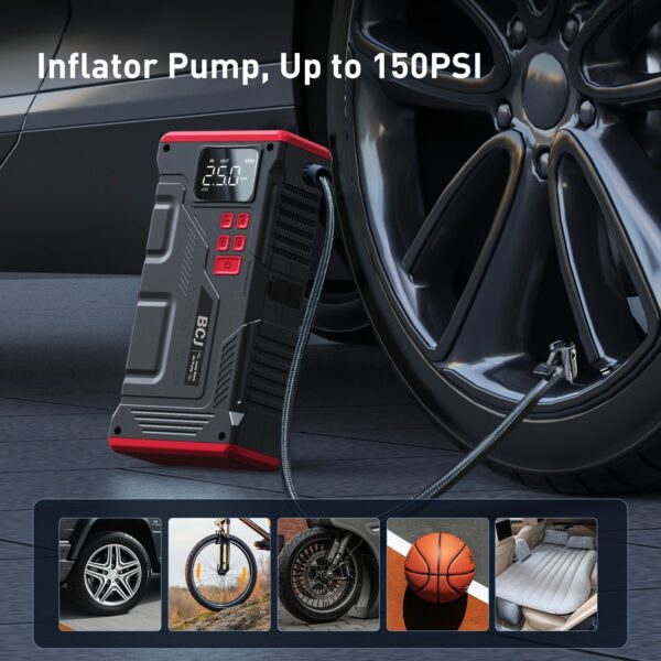 Car Jump Starter with Air Compressor 5000A Peak 150PSI Digital Tire Inflator 12V Battery Charger - Image 4