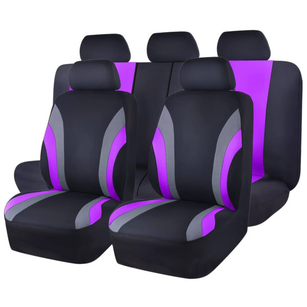 Universal Two-Tone Polyester Car Seat Cover Set - Image 3