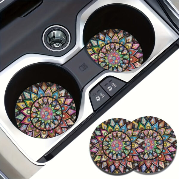 Bohemian Mandala Car Coasters 2-Pack