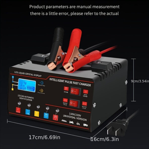12V/24V Car Battery Charger with LED Display for Cars SUVs Trucks - Image 2