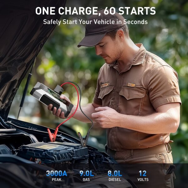 Portable Car Jump Starter 3000A with Air Compressor 150PSI - Image 4