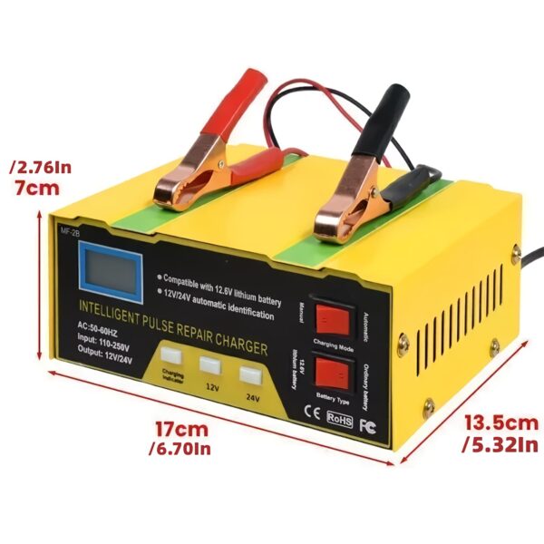12V/24V Smart Car Battery Charger and Maintainer with Pulse Repair Technology - Image 2