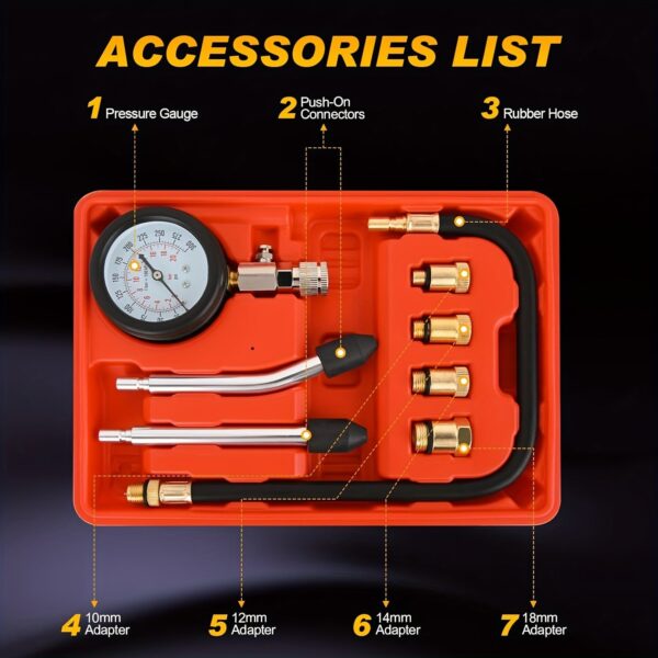 8-Piece Engine Compression Tester Kit 0-300 PSI Nilight - Image 4