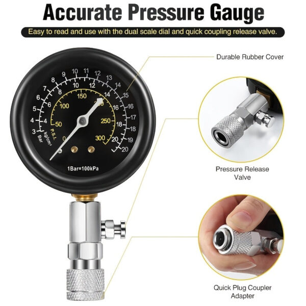 9-Piece Automotive Compression & Spark Plug Tester Kit - Image 3