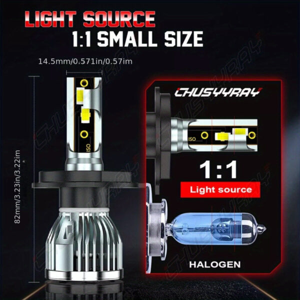 H4 9003 LED Headlight Bulbs 6000K White MITSUBISHI Mirage 1997-2019 2-Pack - Image 3