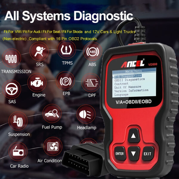 ANCEL OBD2 Scanner for VW Audi Skoda Seat Diagnostic Tool - Image 3