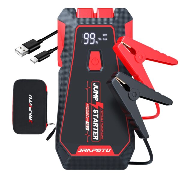 Portable Jump Starter 4000A Peak 12V Car Battery Booster with USB & LED Light - Image 6