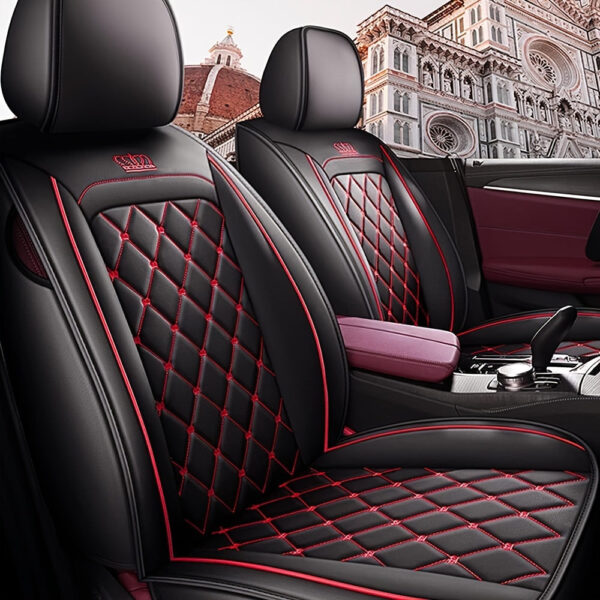 Car Seat Covers Full Set Faux Leather 5-Seat Universal Fit - Image 16