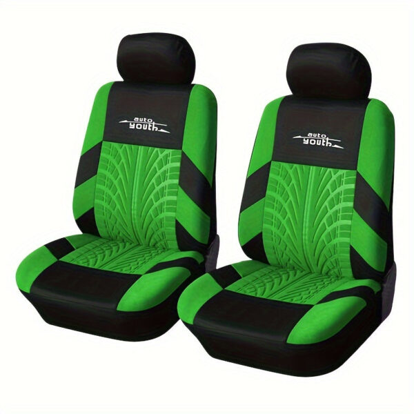 Universal Front Car Seat Covers with Tire Track Design - Image 5