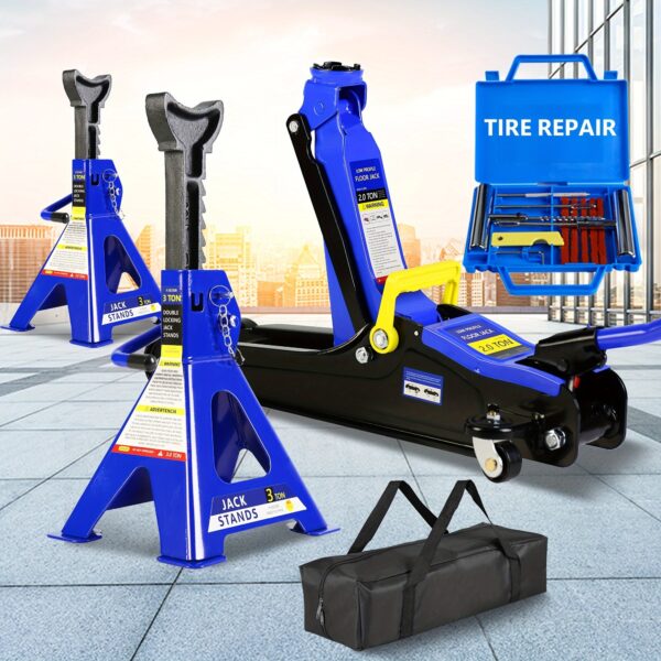 2-Ton Low Profile Floor Jack with 3-Ton Jack Stand Kit - Image 7