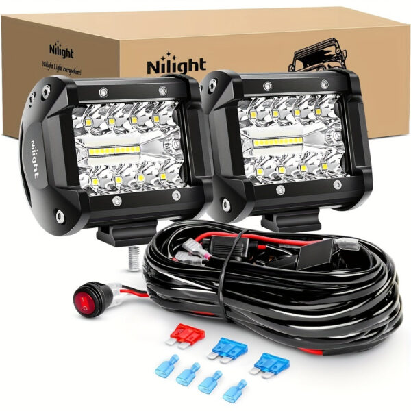 LED Light Bar 60W 4 Inch Triple Row with Wiring Kit