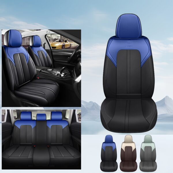 Red Rain Car Seat Covers Full Set Faux Leather Universal 5-Seat - Image 12