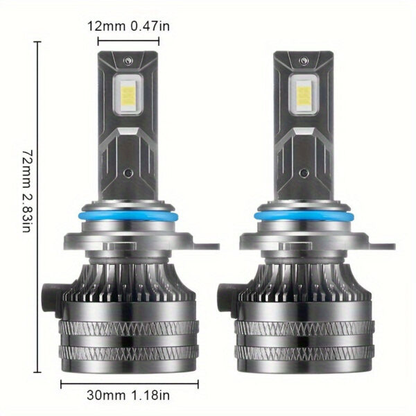 LED Headlight Bulbs H4/H7/H11/9005/9006 - 75W 6000K Error-Free Replacement Kit - Image 2
