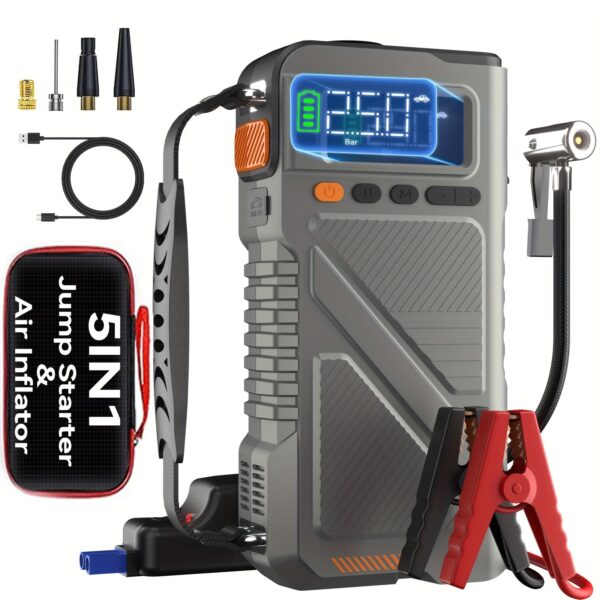 5000A Portable Car Jump Starter with Air Compressor - Digital Display - Image 5
