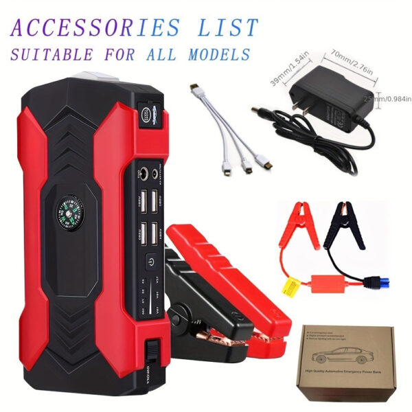 Portable Car Jump Starter Battery Pack with USB LED Emergency Kit