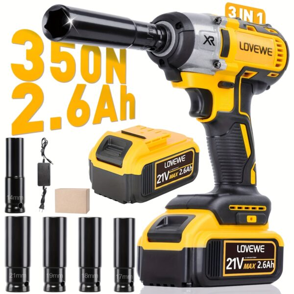 LOVEWE 21V Cordless Impact Wrench 1/2" 258 ft-lbs with Batteries - Image 4