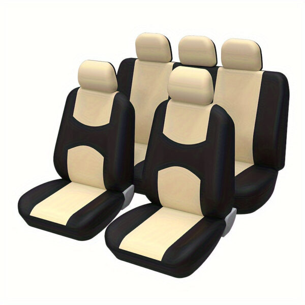 Universal Car Seat Covers Full Set Black Cloth - Image 5