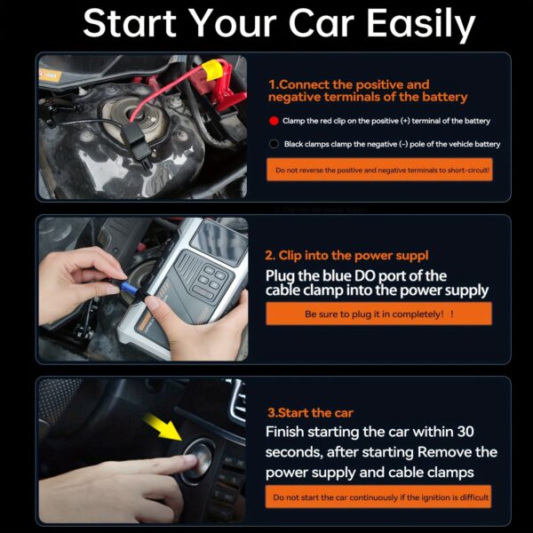 Geeneu W100 Portable Car Jump Starter with Air Compressor 2500A Peak - Image 4