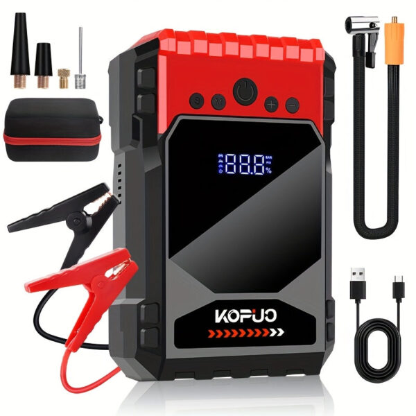 KOPUO 6000A Car Jump Starter with Air Compressor and LED Light
