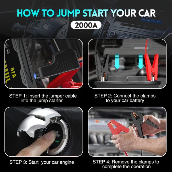 Car Jump Starter Battery Pack - 8.0L Gas/6.0L Diesel Engines - Image 6