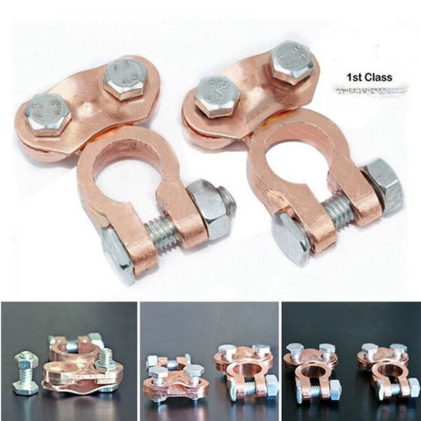 Car Battery Terminal Clamps 2pc Copper Positive & Negative - Image 5