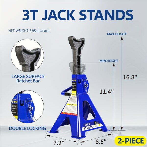 2-Ton Low Profile Floor Jack with 3-Ton Jack Stand Kit - Image 2