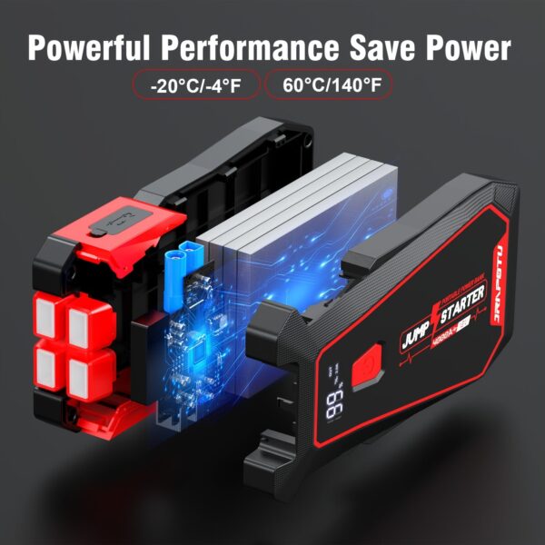 Portable Jump Starter 4000A Peak 12V Car Battery Booster with USB & LED Light - Image 5